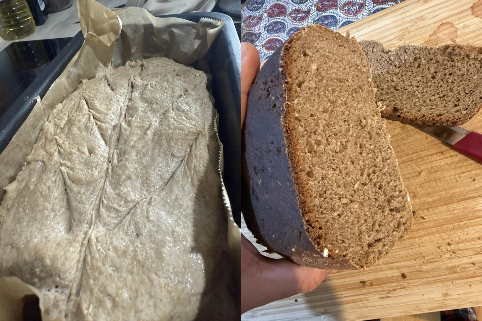 The first and the last photo of the post I did on Instagram about my first bread baking